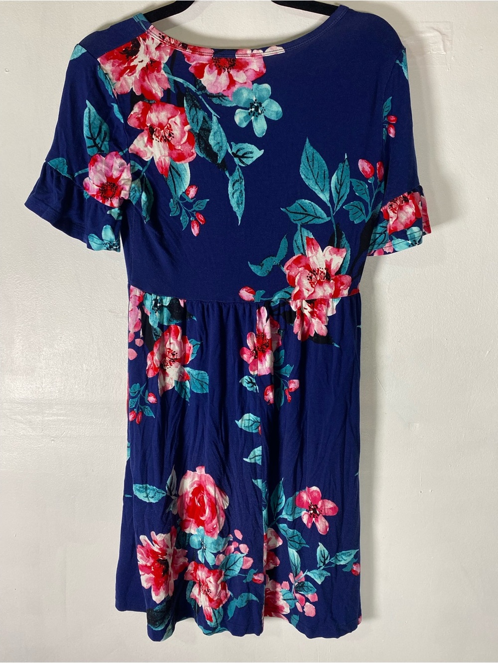 Floral‎ Babydoll SunDress Blue Pink Cottagecore Boho Medium Modest Feminine - Picture 6 of 6